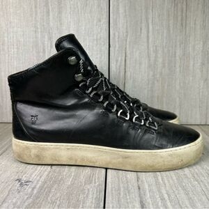 Frye Lena Black Leather‎ High Top Sneaker Lace Up Casual Shoe Women’s Size 7.5 M